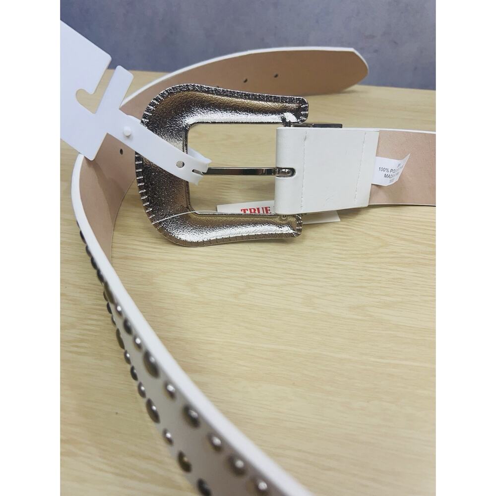 True Religion Western Stud Cowgirl White Belt for Women Size L/XL NWT - Picture 6 of 9